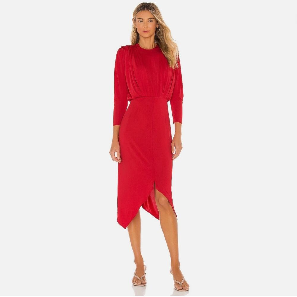 We Are HAH In A Rouche Dress - Rouge Red - Tie Back - Party - Cocktail - Size L